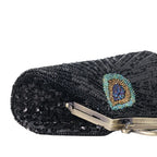 Bolsa retrô crossbody com miçangas brilhantes, para noite, cheongsam, bolsa de nuvem de poliéster macio, formato de zíper, fivela, fechamento, combinação diária