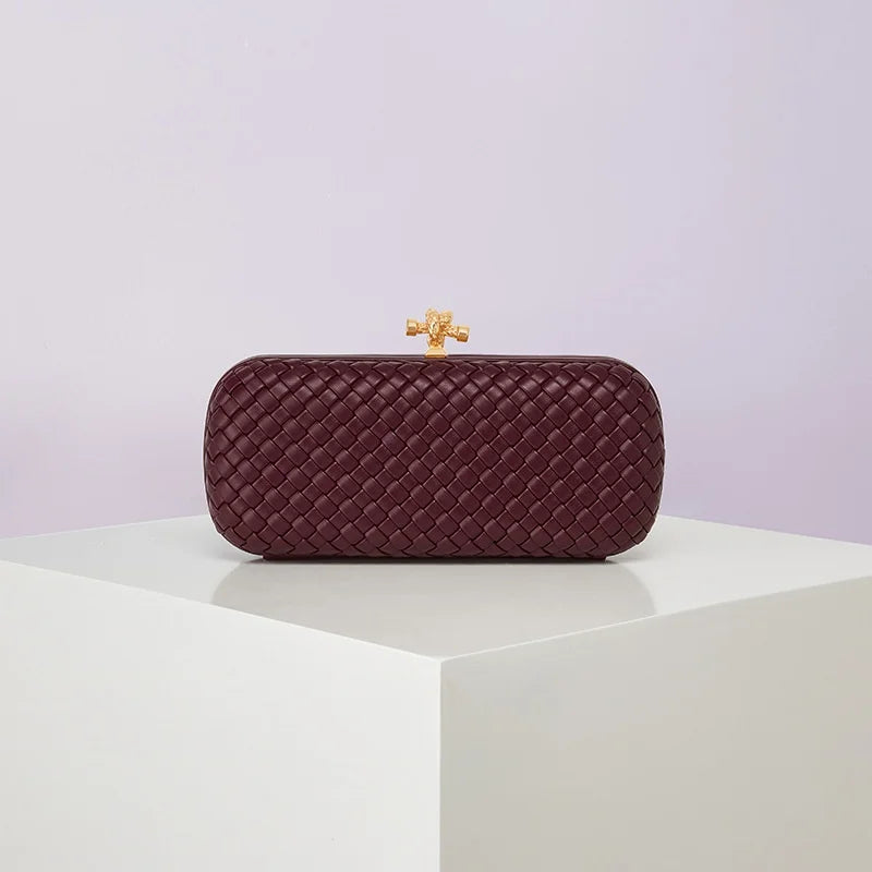 Bolsa Transversal B Home de PU Trançado, Bolsa de Ombro ande com Corrente, Estilo Europeu Moderno, Superfície ia, Cor Pura