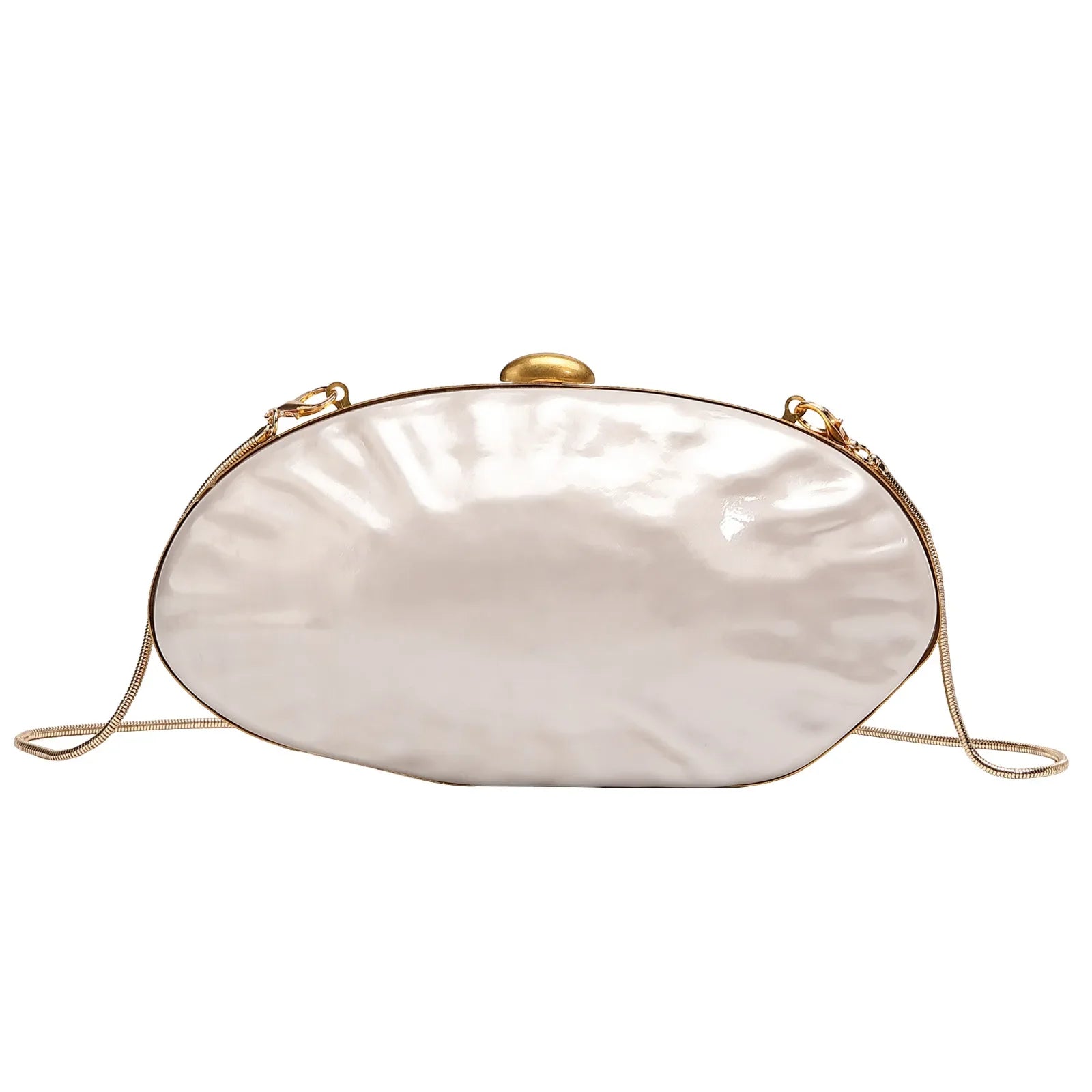 Novo 2025 acrílico concha ganso ovo bolsa de noite festa banquete bolsa feminina casca dura embreagem com alça corrente