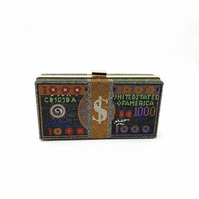 Bolsa Rhinestone Criativa, Embreagem de dinheiro, Pilha Sacos de Dinheiro, Bolsas de noite, Ombro Saco De Jantar De Casamento, Nova Moda, 10000 Dólares