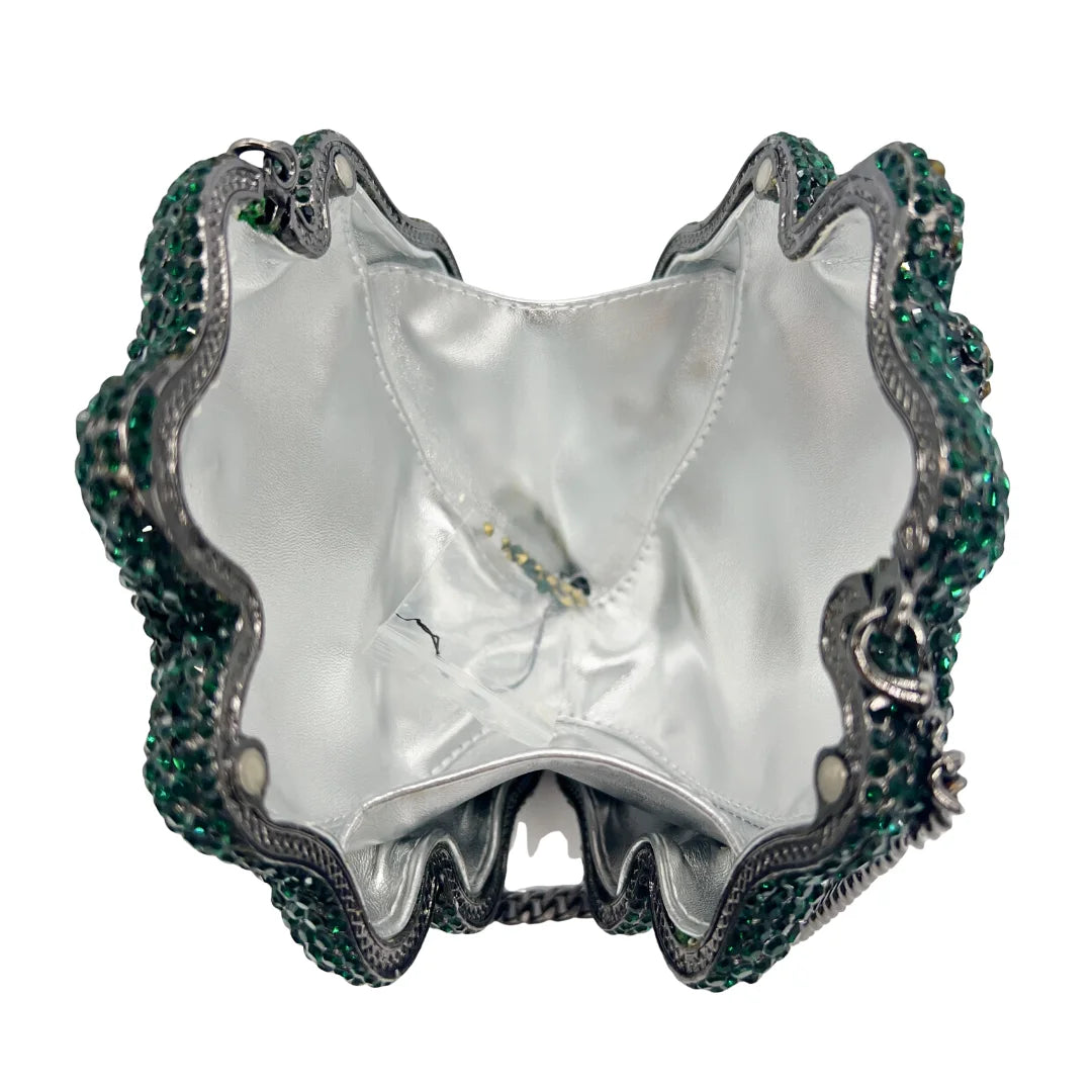 Novo design de luxo em forma de flor superfície diamante incrustado material de metal bolsa de noite feminina embreagem