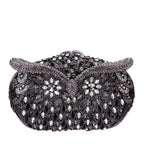 Bolsa de mão de noite em formato de coruja, multicolorida, grande, strass, bolsa de festa feminina, bolsa de baile, mini minaudiere