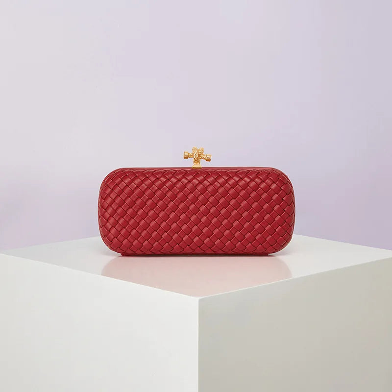 Bolsa Transversal B Home de PU Trançado, Bolsa de Ombro ande com Corrente, Estilo Europeu Moderno, Superfície ia, Cor Pura