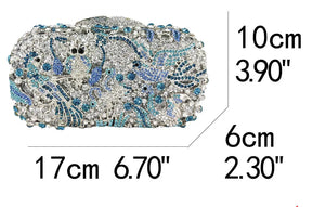Boutique de fgg luz azul spahire pássaro & flor mulheres cristal embreagem sacos noite casamento nupcial animal strass bolsas