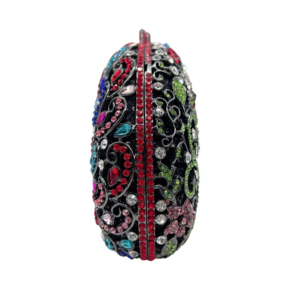Venda quente de luxo phoenix flor totalmente diamante espumante grânulo cristal bolsa de noite de casamento feminino