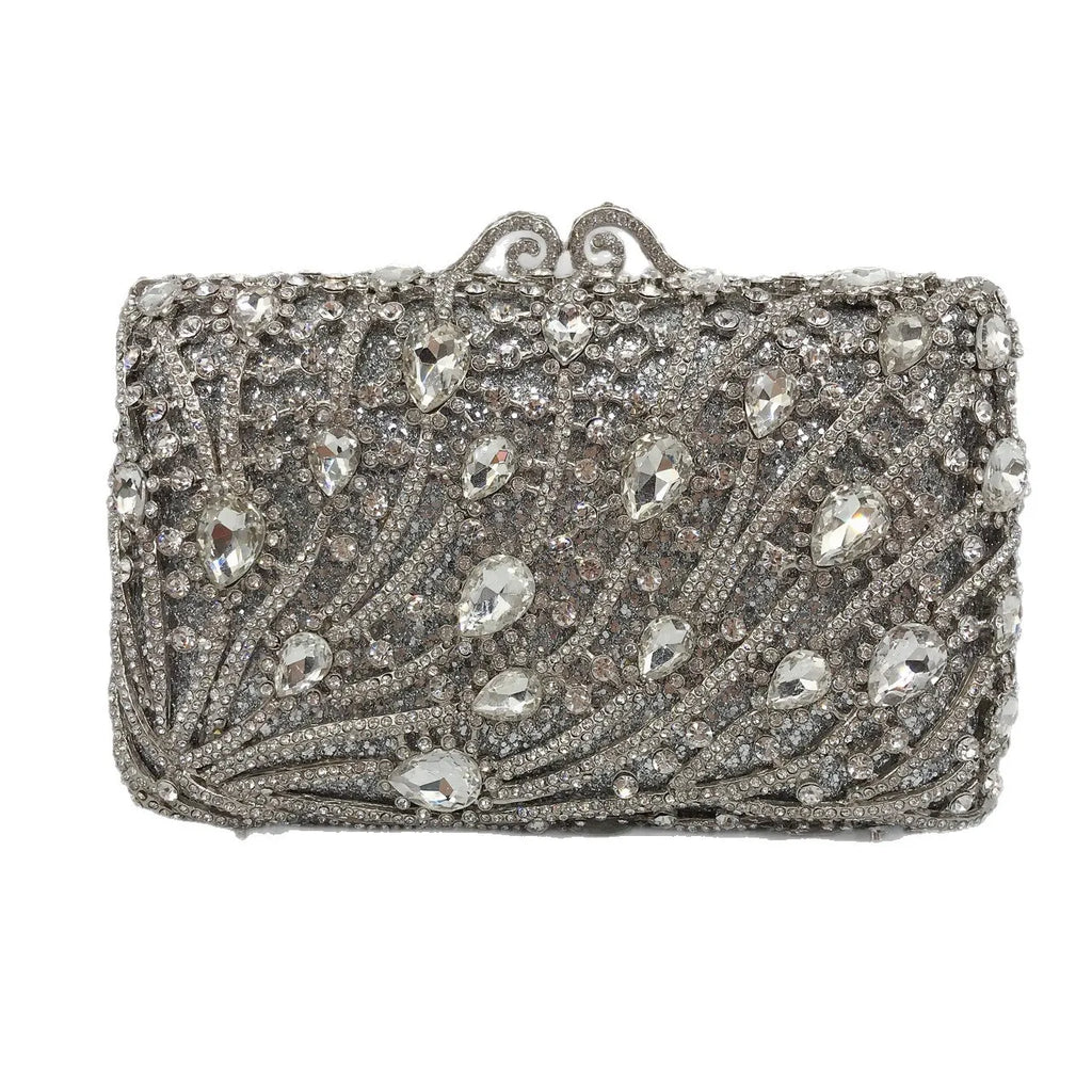 Corrente quadrada horizontal cheia de diamantes bolsa de embreagem algas diamante jantar saco banquete bolsa feminina