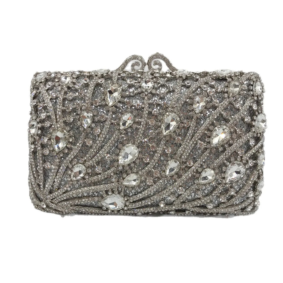Corrente quadrada horizontal cheia de diamantes bolsa de embreagem algas diamante jantar saco banquete bolsa feminina