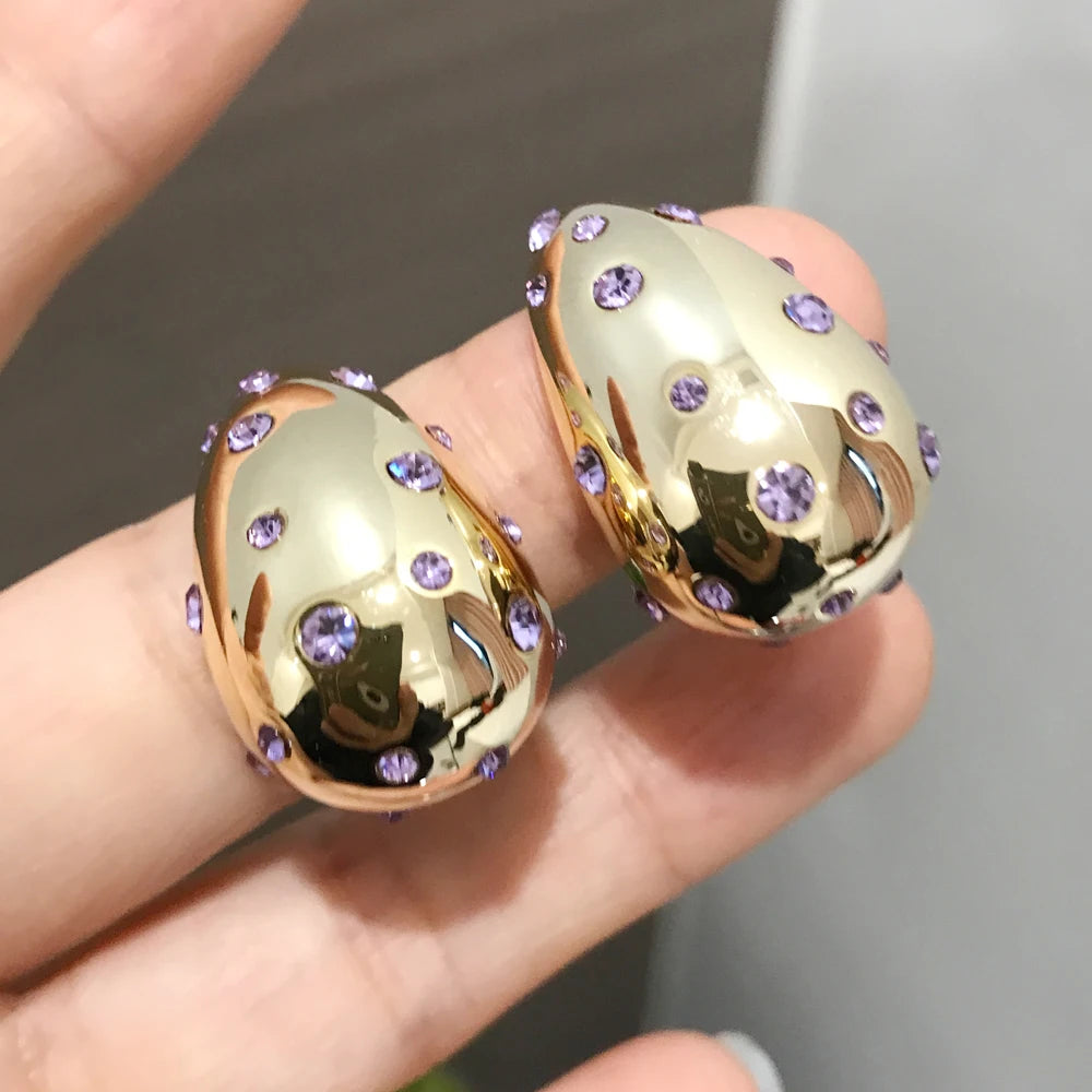 Brinco em forma de lágrima à prova d'água, contas embutidas, 18k, pvd, banhado a ouro, aço inoxidável, brincos de gota elegantes para mulheres