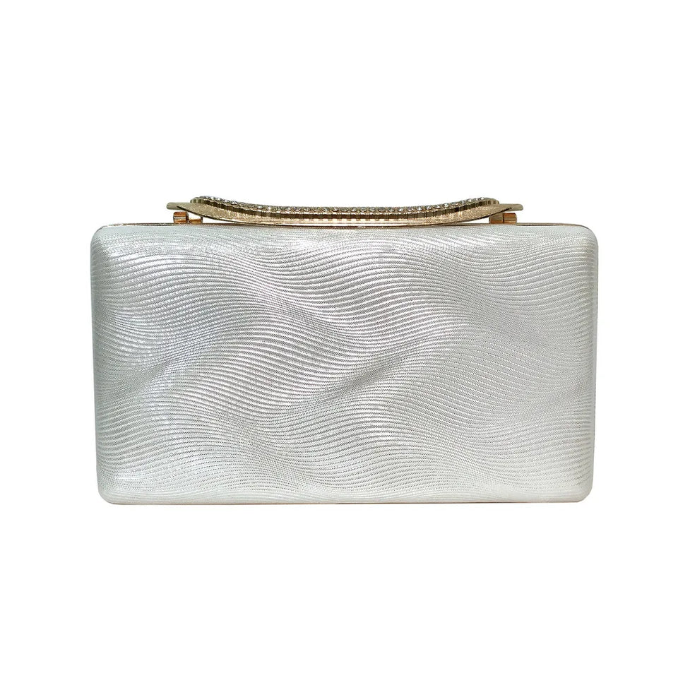 Bolsa de mão feminina elegante, bolsa de mão verde para mãe da noiva/noivo, fivela de strass, superfície plissada, bolsa quadrada