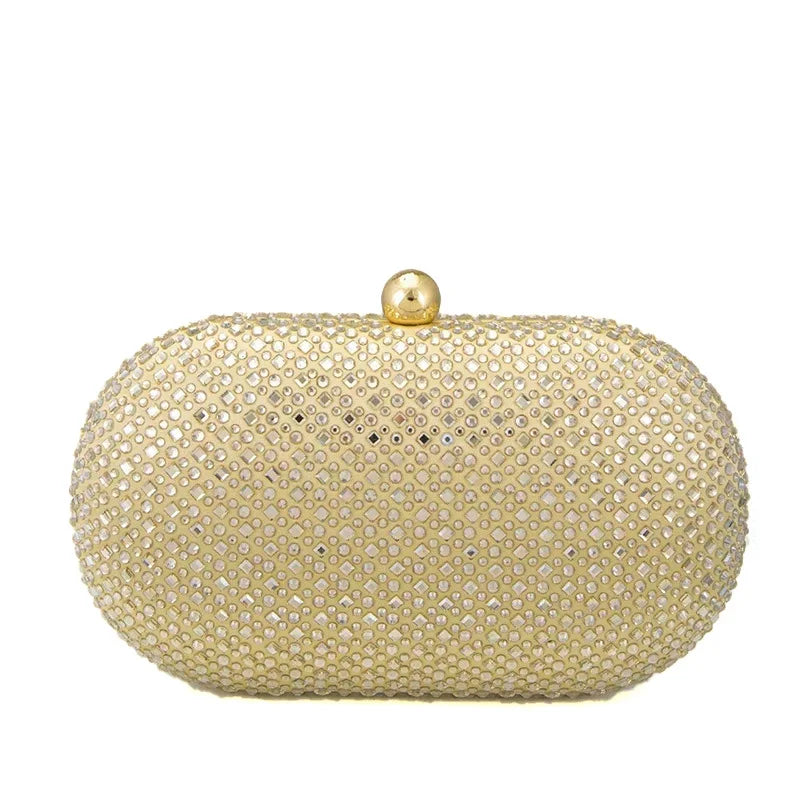 Bolsa Clutch Elegante com Strass Brilhante, Bolsa Feminina da Moda, Novo Estilo Transfronteiriço, Bolsa de Jantar com Diamantes Embutidos, Poliéster