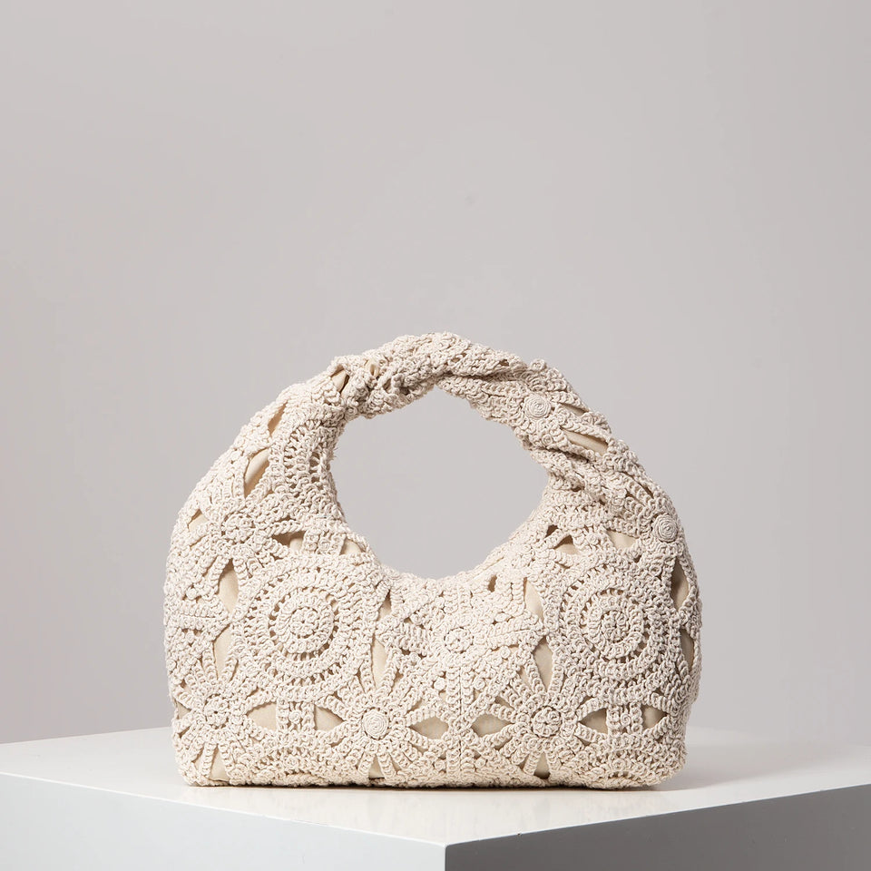 Bolsa de tecido oco com padrão, bolsas de praia boêmia para mulheres, conjunto de crochê, acessórios de praia femininos, Trav Must Haves (padrão aleatório)