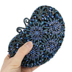 Boutique de fgg azul marinho forma de coração feminino flor embreagem sacos de noite festa de casamento nupcial bolsas de cristal strass bolsas