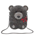 Urso de pelúcia dos desenhos animados strass saco vazio metal cristal jantar artesanal diamante bolsa feminina acessível glitter acolchoado crossbody