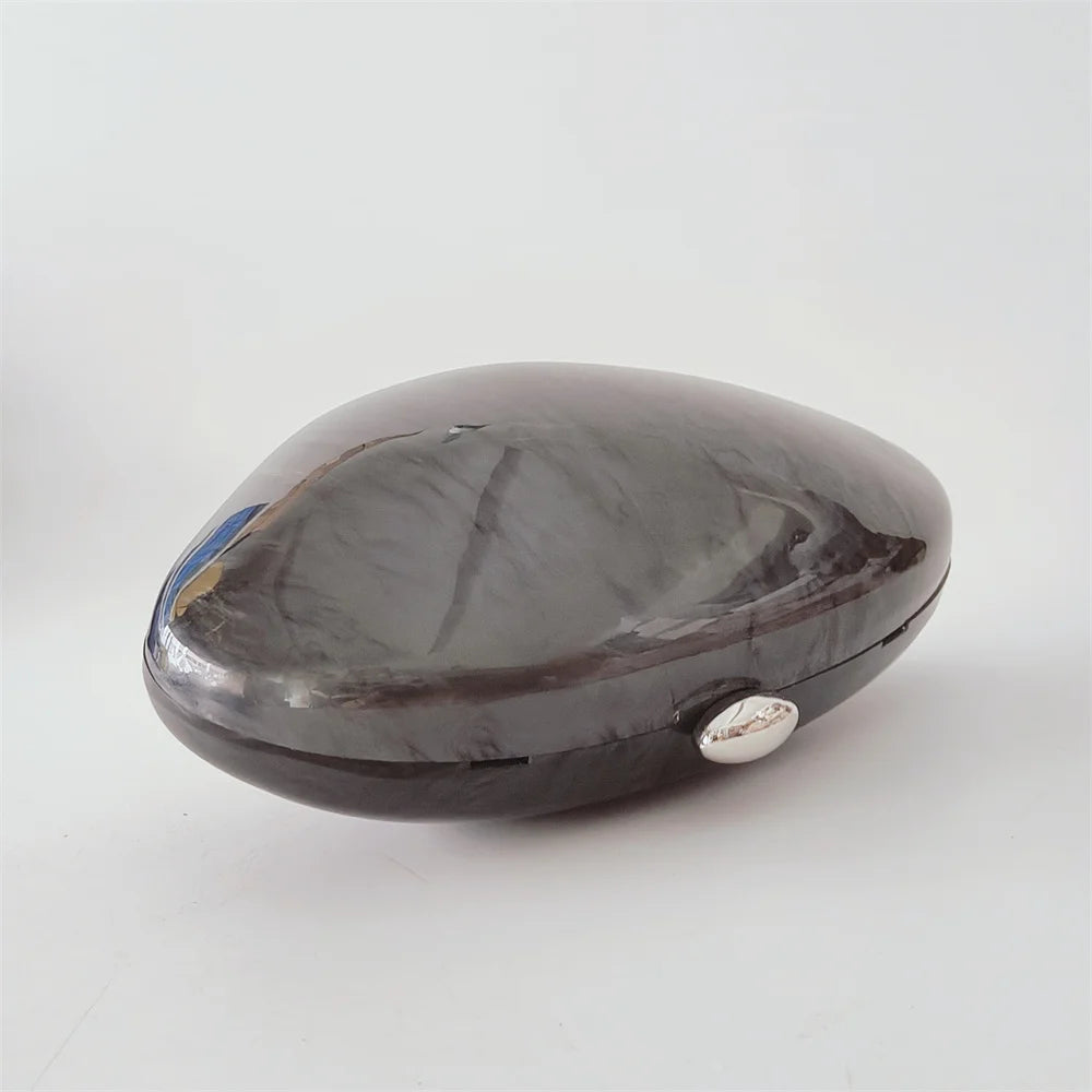 Pérola de mármore preto feminino glamouroso elegante novidade concha embreagem acrílico longa corrente cobra saco noite festa mini saco feminino