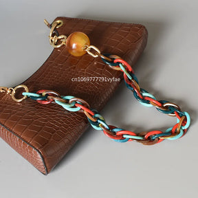 Alça de ombro acrílica para mulheres, corrente de resina chique, sólida ou mista de cores, caixa de telefone, bolsas mensageiro, cinto
