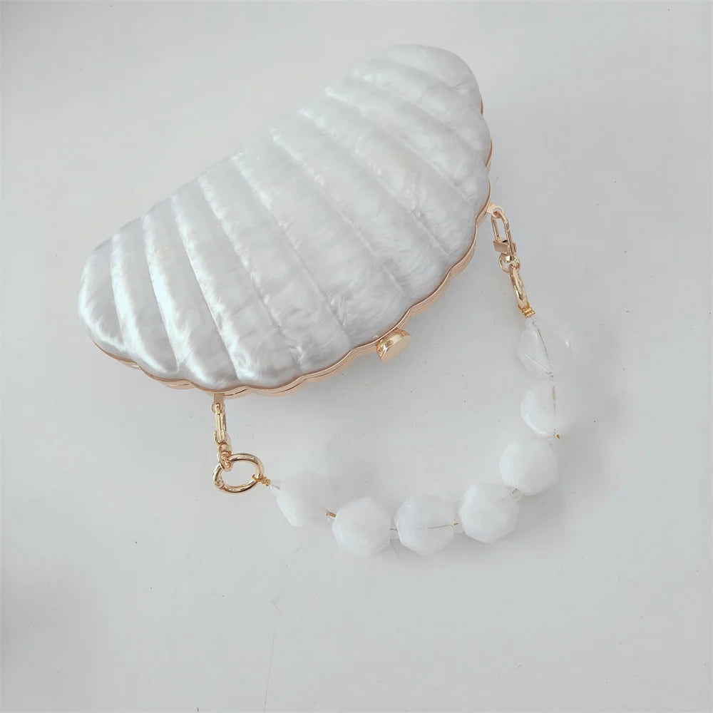 Mini carteira feminina concha ombro crossbody festa de casamento bolsa pérola acrílico sacos de noite designer lday bolsa de embreagem luxo