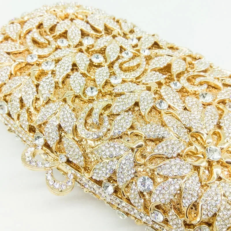 Boutique de fgg elegante flor feminina cristal sacos de noite e garras senhoras festa de casamento jantar bolsas de embreagem nupcial