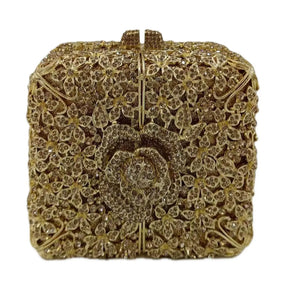 Bolsa de cristal nova flor diamante conjunto jantar saco banquete festa oco diamante embreagem bolsa feminina