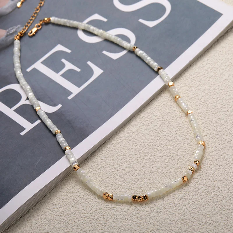 Branco mãe de pérola 925 prata 18k ouro frisado fio conjunto de jóias com colar e pulseira para mulheres luxo na moda amor presente