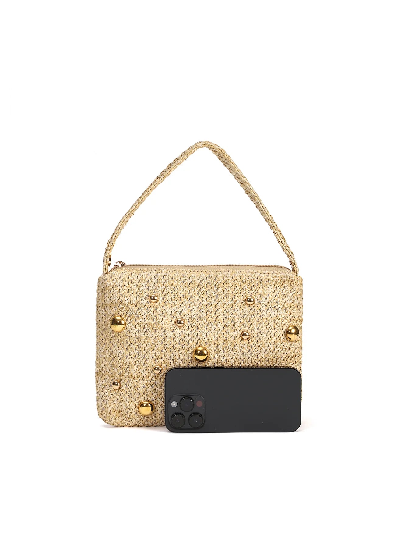 Nova moda feminina bolsas de tecido verão metal alça redonda sacos palha commuter banquete saco embreagem