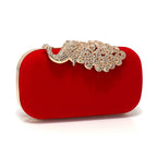 Retro preto saco de noite feminino elegante formal festa de casamento bolsas vintage veludo embreagem com pavão cristal vermelho bolsas