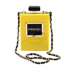 Sacos de noite feminino acrílico paris perfume em forma preto bolsa bolsas embreagem vintage banquete bolsa luxo ombro crossbody sacos