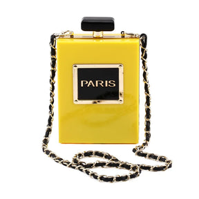 Sacos de noite feminino acrílico paris perfume em forma preto bolsa bolsas embreagem vintage banquete bolsa luxo ombro crossbody sacos