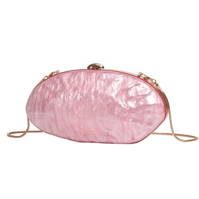 Novo 2025 acrílico concha ganso ovo bolsa de noite festa banquete bolsa feminina casca dura embreagem com alça corrente