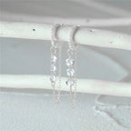 Aide 925 prata esterlina três zircão gota longa corrente ouro hoop fivela piercing brincos para mulheres casual jóias festa presente