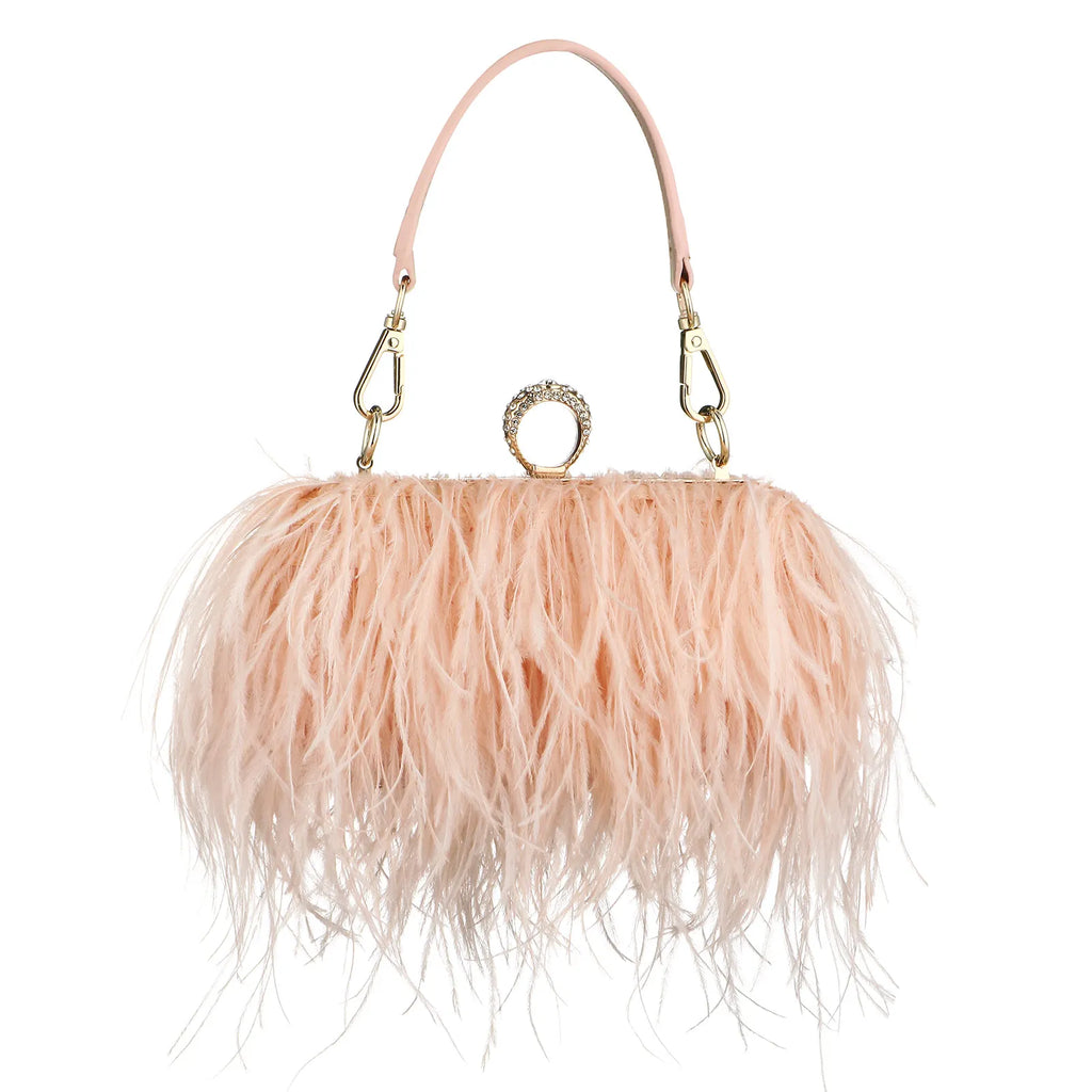 Sacos de noite de avestruz para mulheres, bolsa crossbody de ombro, bolsa de embreagem de festa borla verde, 2022