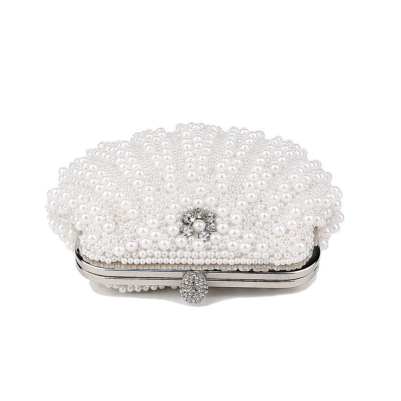 Bolsa pérola para mulheres, embreagem frisada de dois lados, sacos de noite elegantes, bolsa de casamento nupcial, bolsa luxuosa de strass, moda
