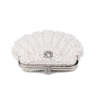 Bolsa pérola para mulheres, embreagem frisada de dois lados, sacos de noite elegantes, bolsa de casamento nupcial, bolsa luxuosa de strass, moda