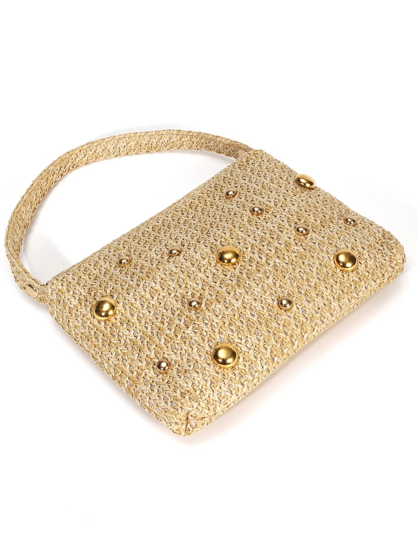 Nova moda feminina bolsas de tecido verão metal alça redonda sacos palha commuter banquete saco embreagem