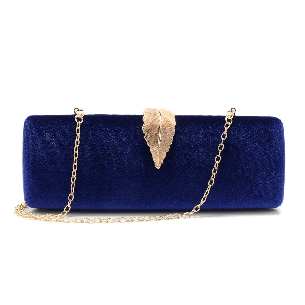 Sacos de embreagem veludo aleta design sacos noite folha metal corrente ombro bolsas glitter senhoras menina evento bolsa