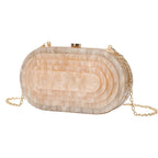 Moda acrílico bolsa de noite feminina vintage em forma de concha mármore ombro corrente saco cross-border na moda vestido de baile saco