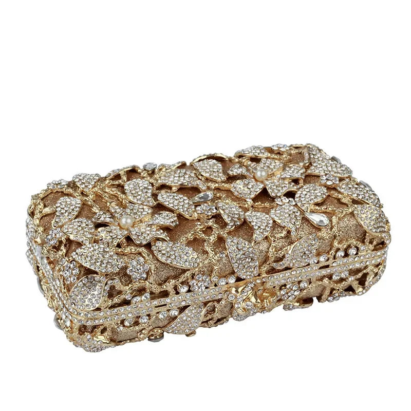 Bolsa de mão única estilo europeu com strass, pérolas e diamantes de água, bolsas de cristal ecológicas para ocasiões formais