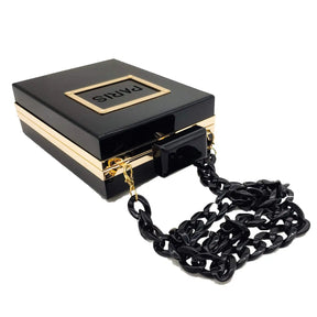 Sacos de noite feminino acrílico paris perfume em forma preto bolsa bolsas embreagem vintage banquete bolsa luxo ombro crossbody sacos