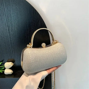 Mini bolsa de noite brilhante, bolsa com corrente de strass, bolsa de banquete com glitter de luxo, perfeita para festa, casamento, baile, jantar/banquete