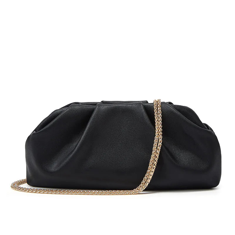 Bolsa de nuvem enrugada, nova bolsa quadrada pequena moderna e moderna feminina, bolsa crossbody de corrente versátil