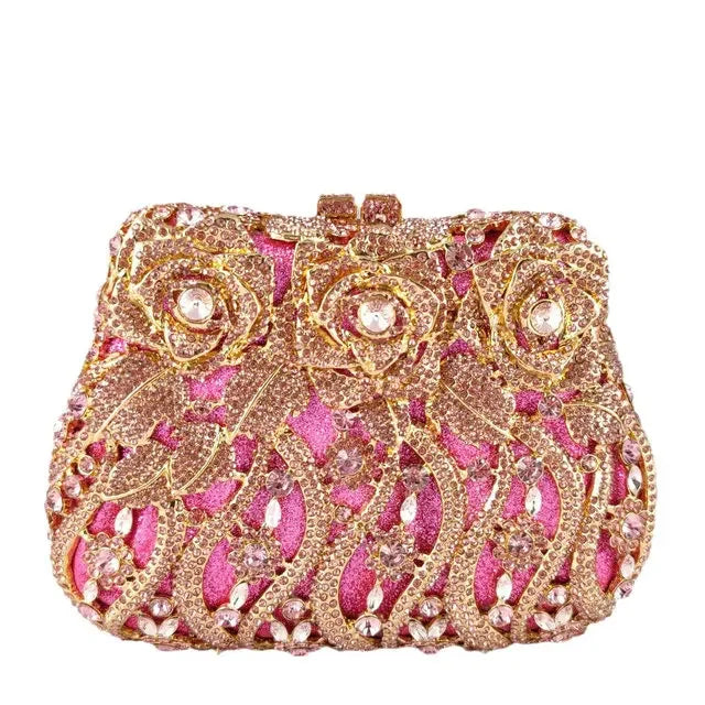 Boutique de fgg elegante feminino flor bolsas de noite cristal bolsa embreagem formal festa casamento nupcial strass bolsa embreagem