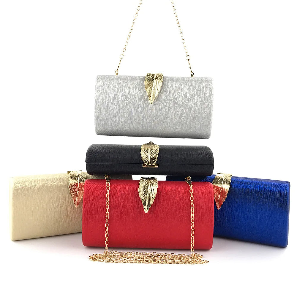 Bolsa Clutch Elegante para Noite, Bolsa de Mão Feminina com Corrente para Vestido, Casamento, Banquete, Bolsa Rígida de Couro...