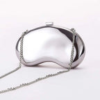 Bolsa de Mão Pequena para Festa de Casamento Feminina, Clutch Metálica da Moda, Bolsa de Noite com Alça em Forma de Concha