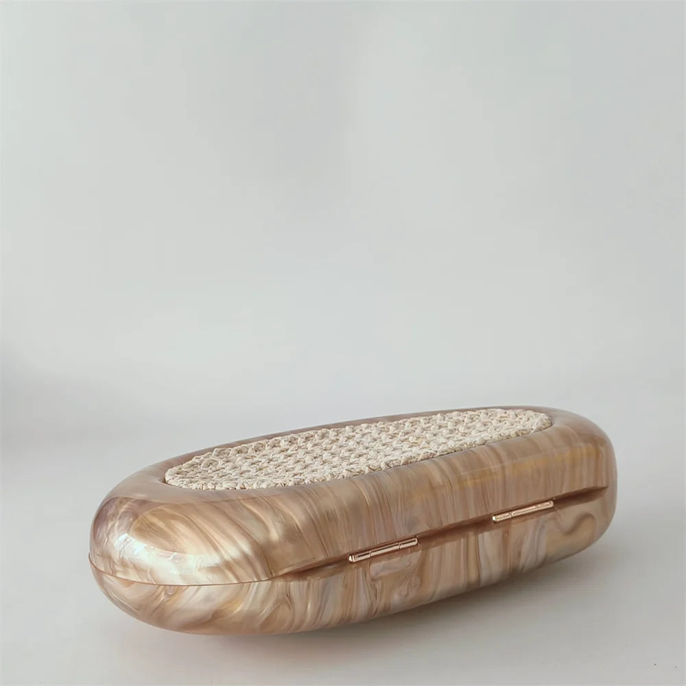 Praia nova acrílico crossbody mensageiro saco de embreagem das mulheres baile dia bolsa ombro rattan tricô café noite bolsa embreagem