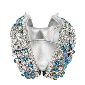 Boutique de fgg luz azul spahire pássaro & flor mulheres cristal embreagem sacos noite casamento nupcial animal strass bolsas