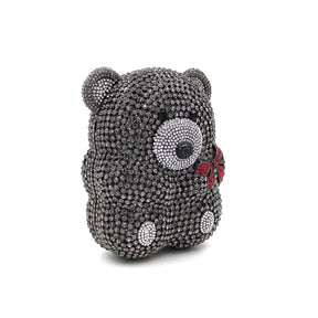 Urso de pelúcia dos desenhos animados strass saco vazio metal cristal jantar artesanal diamante bolsa feminina acessível glitter acolchoado crossbody