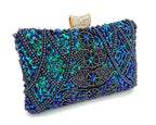 Sacos de noite frisados luxuosos com corrente metálica para mulheres, sacos de ombro femininos, embreagem do casamento, fechamento do diamante, bolsas do partido, sacos de noite