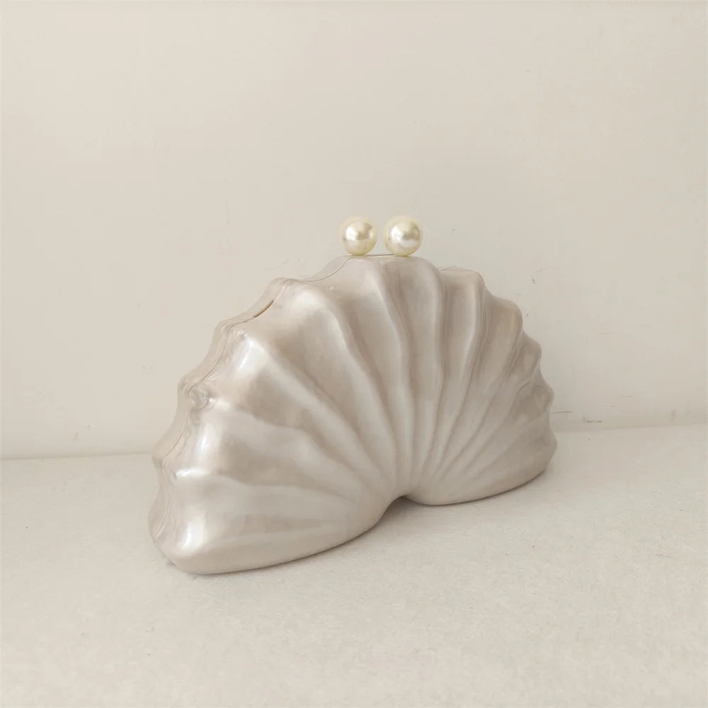 Original concha metade do quarto acrílico frisado saco caixa embreagens festa noite bolsa feminina ombro viagem praia mini bolsas de verão