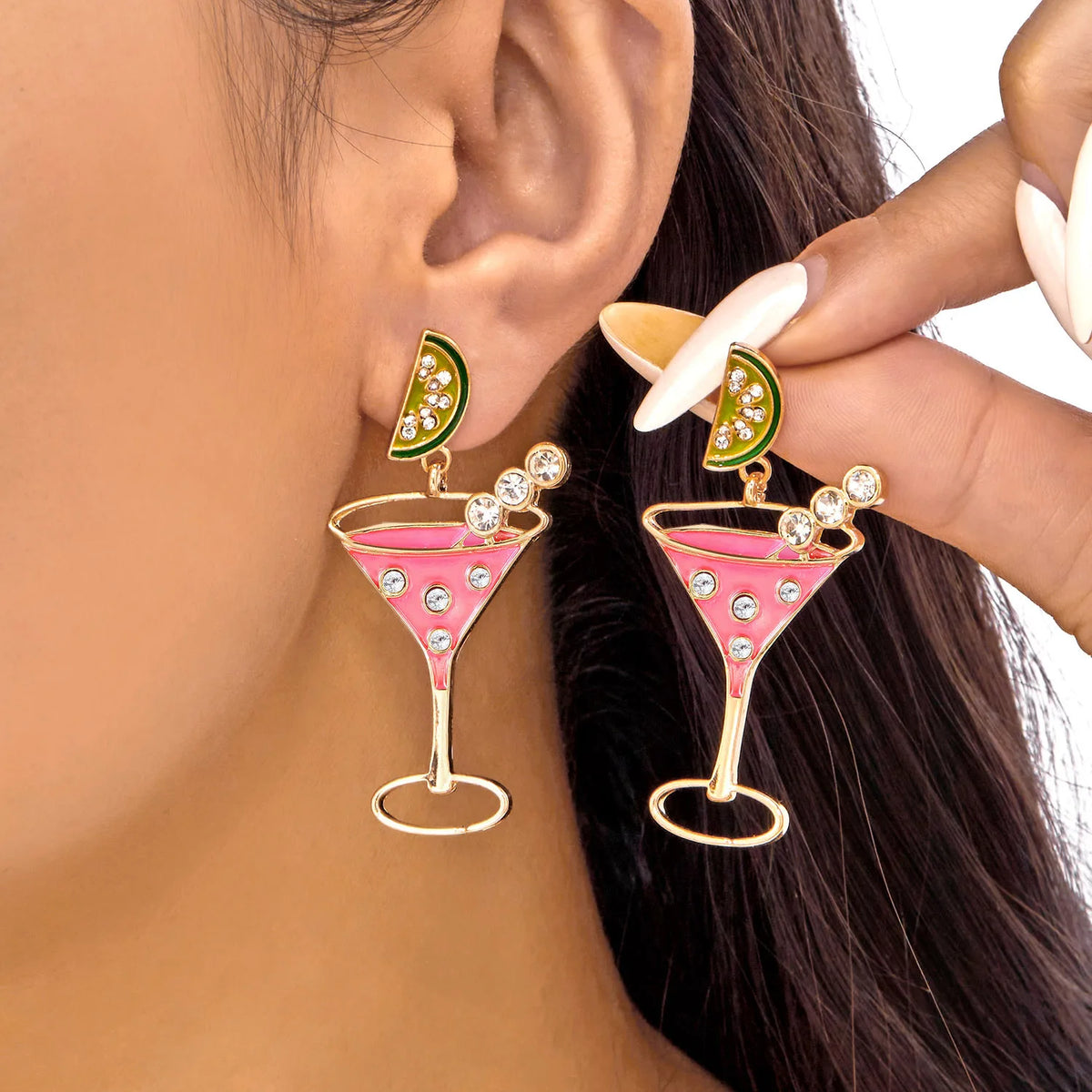 Brincos de vidro de vinho limão vintage para mulheres temperamento luz luxo incrustado strass pérola brincos meninas festa jóias presentes