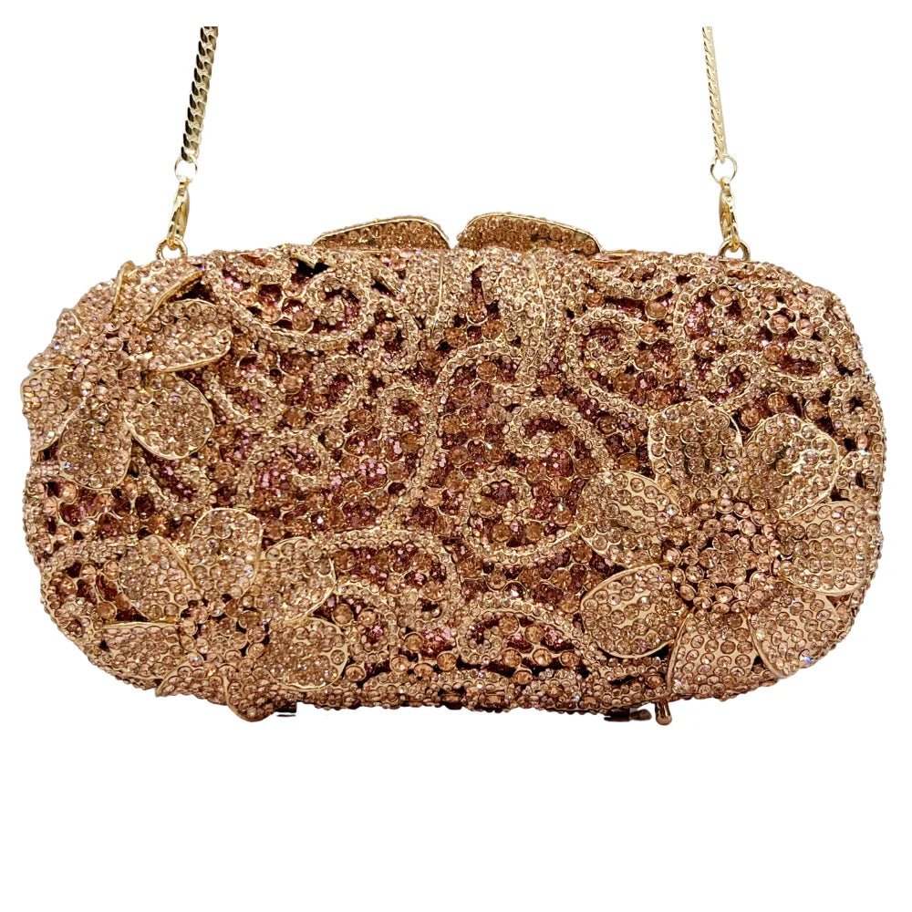 Formas de flores de luxo de alta qualidade, festas de casamento com diamantes, sacolas, bolsas de noite, embreagens de cristal