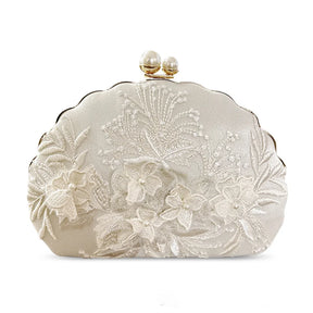 Shell clipe sacos de noite nova moda branco bordado renda embreagem férias crossbody saco corrente noiva festa casamento bolsa